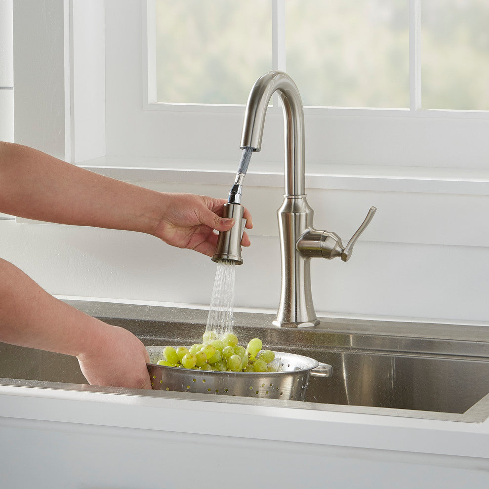Draper Single Handle Pull-Down Prep Faucet, Stainless Steel