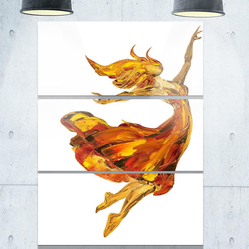 "Fire Ballerina" Glossy Metal Wall Art, 3 Panels, 28"x36"