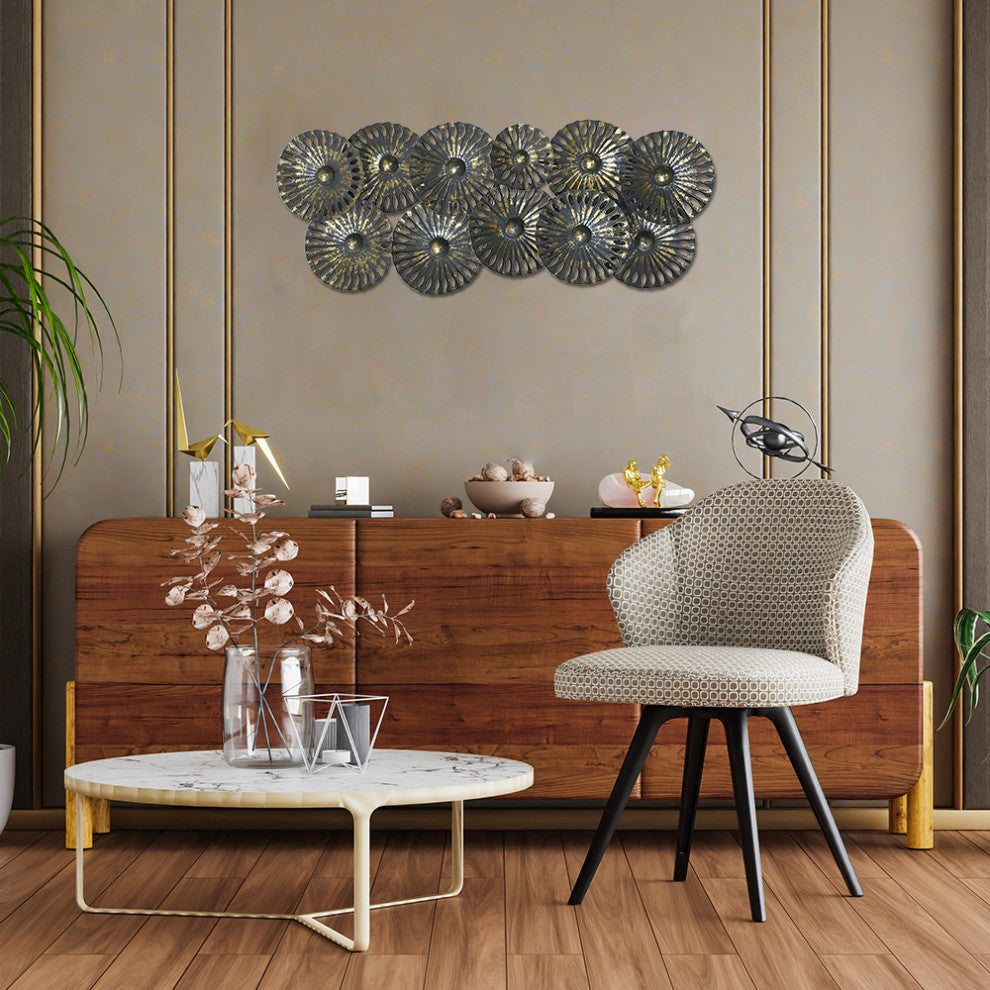 DecorShore Gold and Gray Abstract Metal Decorative Wall Art