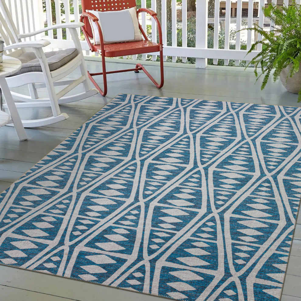 Indoor/Outdoor Sedona SN6 Indigo Machine Washable 3' x 5' Rug