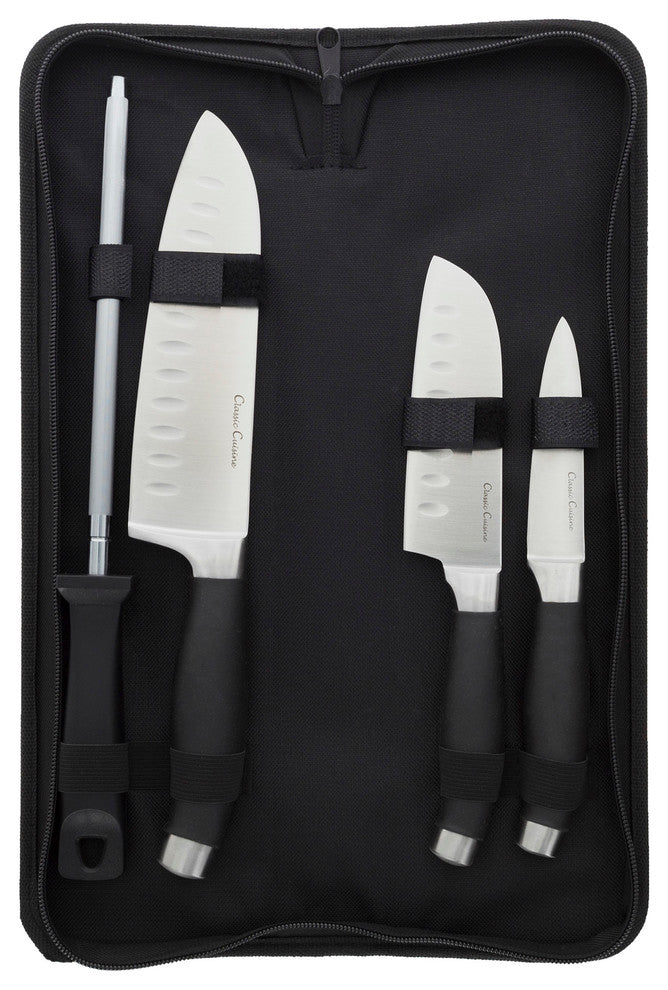Classic Cuisine 5-Piece Knife Set, Stainless Steel Forged Knives, Travel Bag