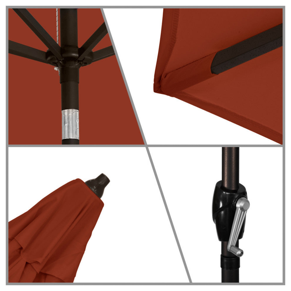 Astella 11' Round Table Patio Umbrella, Auto Crank Lift, Polyester, Brick