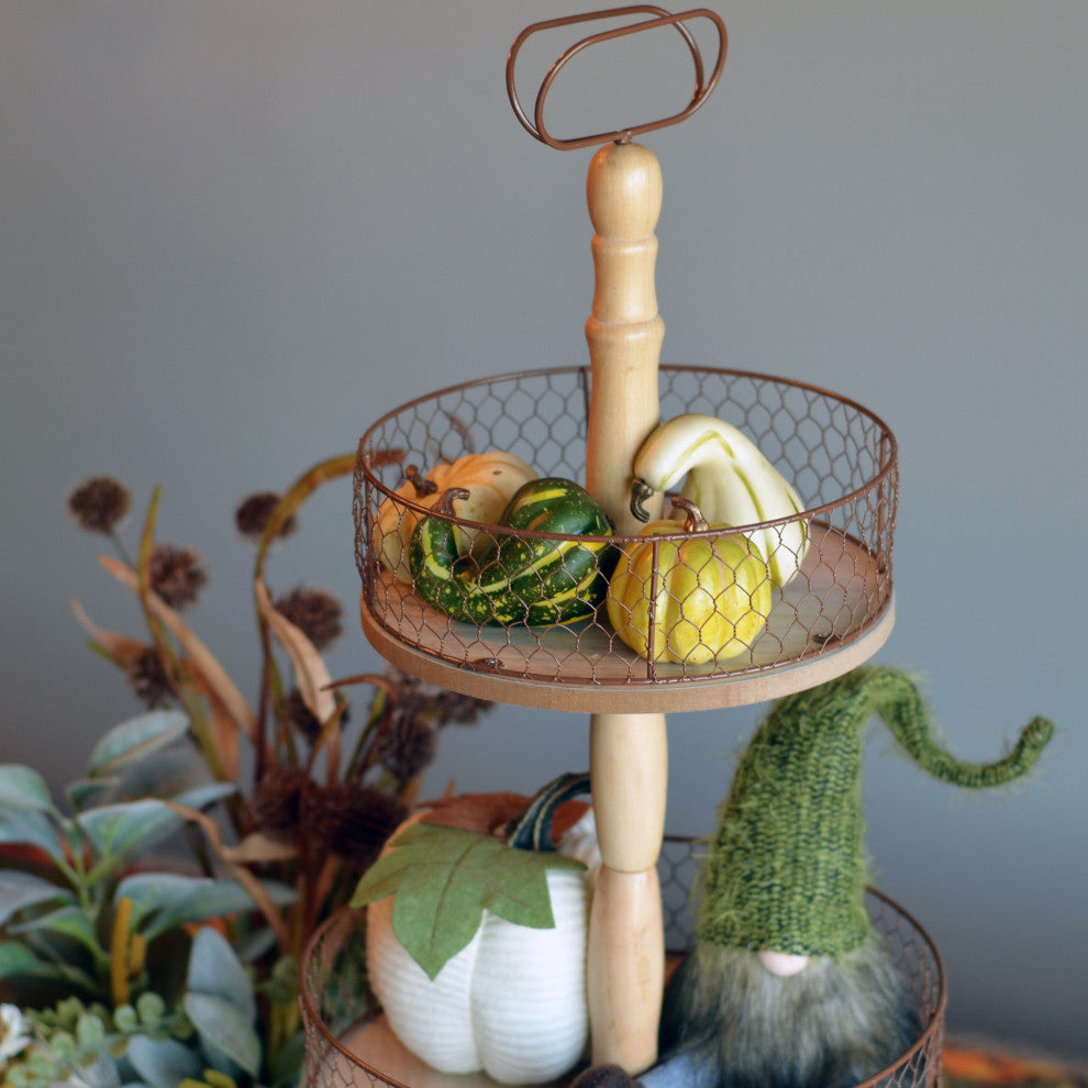 Chicken Wire Rustic 3 Tier Stand, 27.5 Inches
