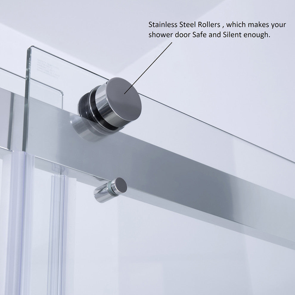 Spezia 60" W x 76" H Double Sliding Frameless Shower Door, Brushed Nickel