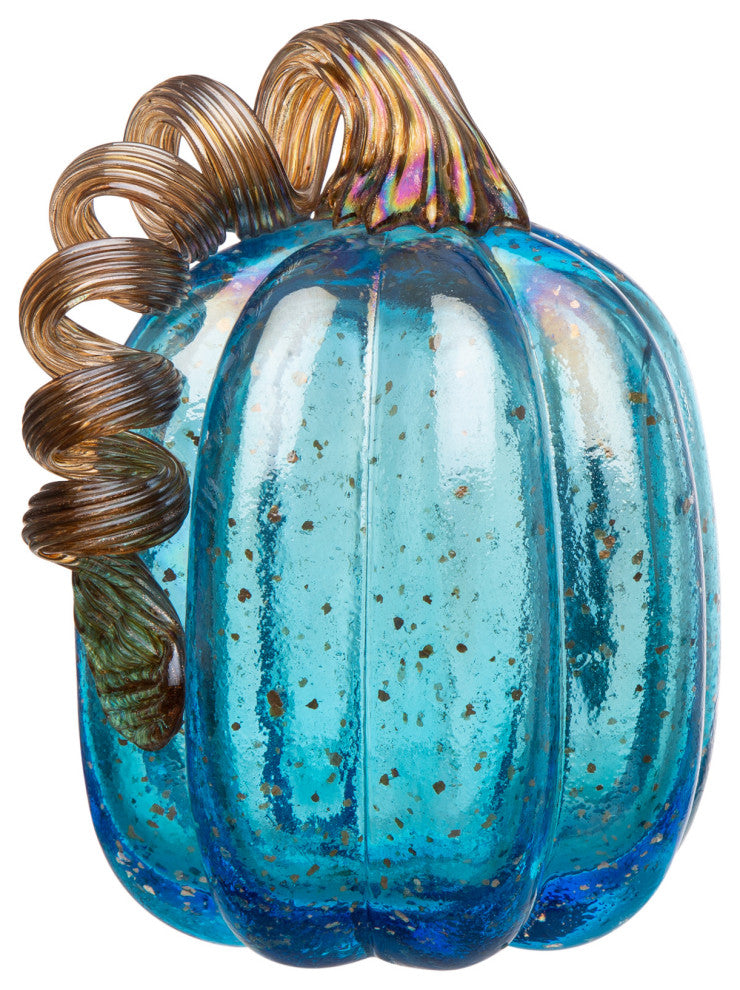 Set of 3, Blue Glass Pumpkin