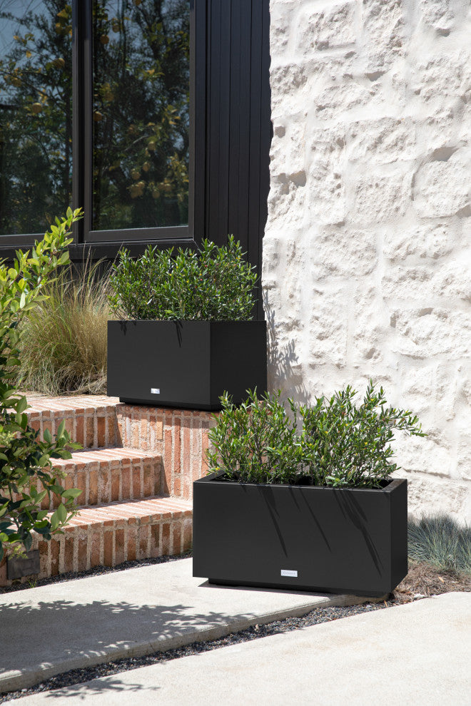 Veradek Block Series Long Box Planter, Black, 13"h X 11"w X 25"l