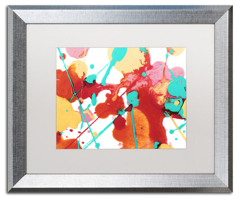 ''Paint Party 6'' Matted Framed Art, Silver Frame, White Matte, 20x16