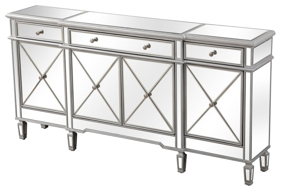 Cosmo 72" Mirrored Credenza, Silver