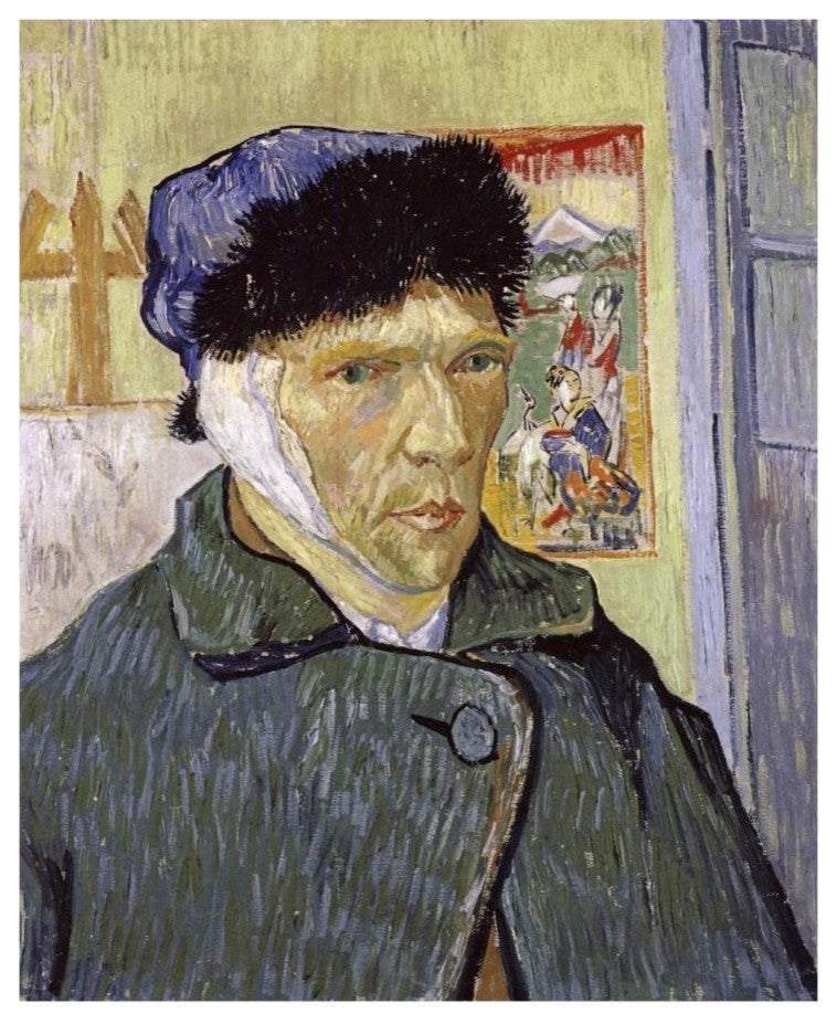 "Self Portrait With Bandaged Ear" Paper Print by Vincent Van Gogh, 15"x18"
