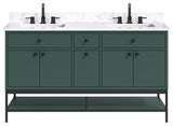 Paisley Vanity Combo, Cala White Engineered Top, 60", Everglade Green, Double Sink