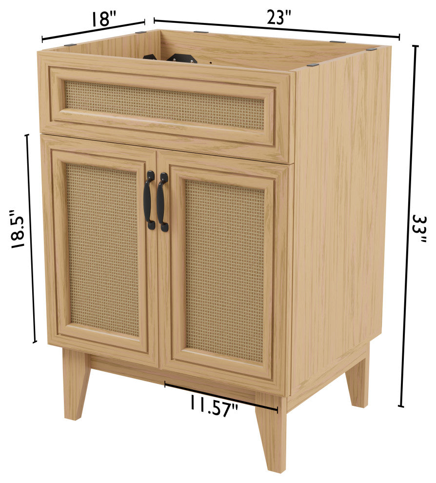 24" Modern Farmhouse 2-Shelf Bath Vanity Cabinet Only (Sink Basin not Included)