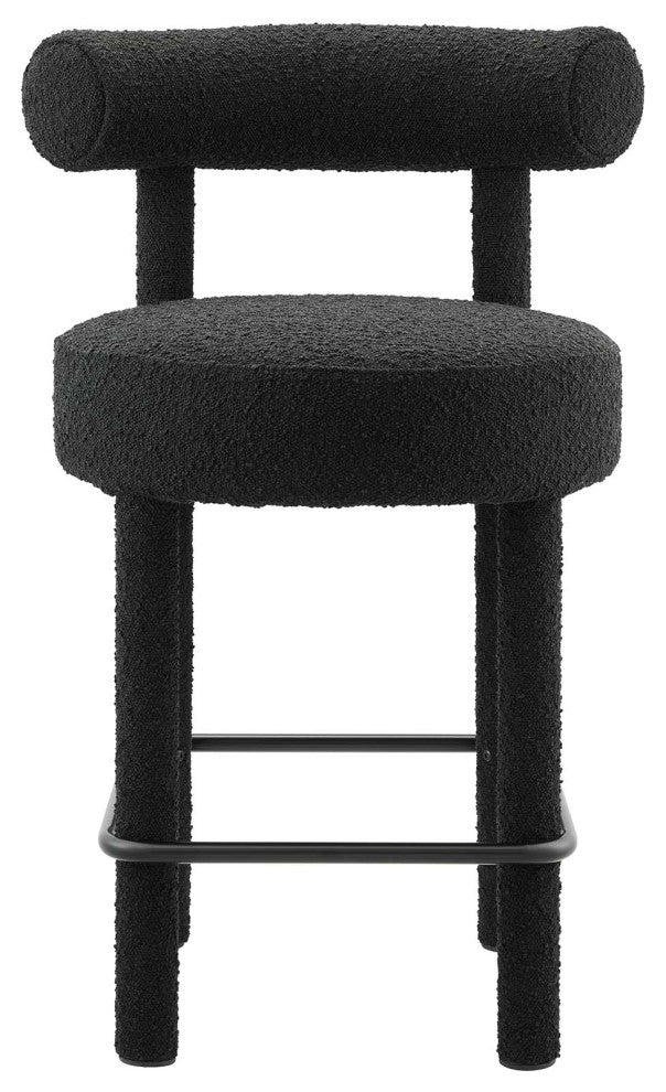 Toulouse Boucle Fabric Counter Stool - Black Black