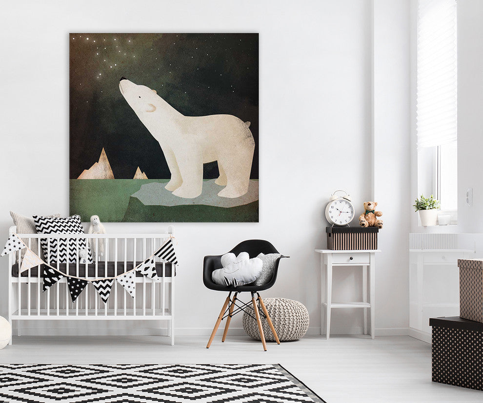 "Constellations Polar Bear" Fine Art Canvas Print, 54"x54"