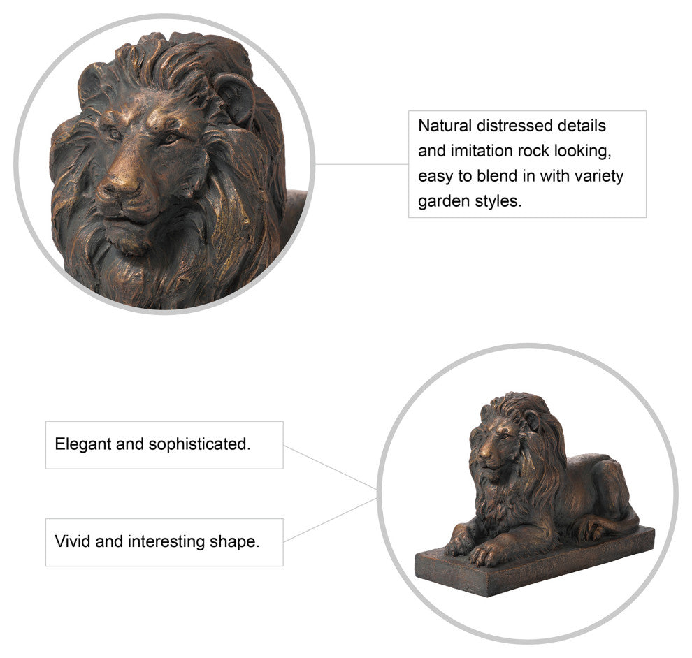 21.75"L MGO Lying Guardian Lion Statue