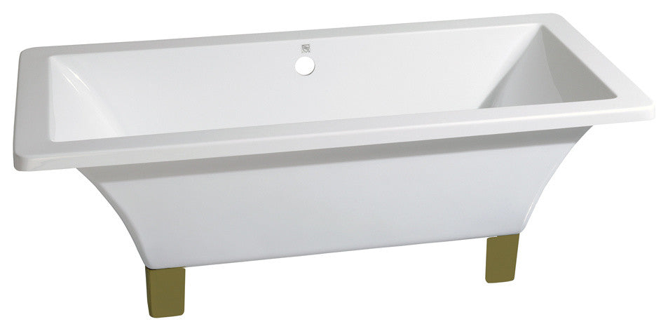 Aqua Eden 67" Acrylic Clawfoot Square Tub with Polished Brass Feet