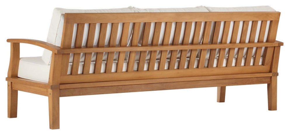 Lounge Sofa, Wood, Brown Natural White, Outdoor Patio Balcony Cafe Bistro Garden
