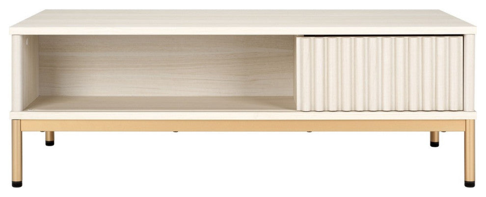 Safavieh Lylia 2 Door Coffee Table, Bleached White/Gold