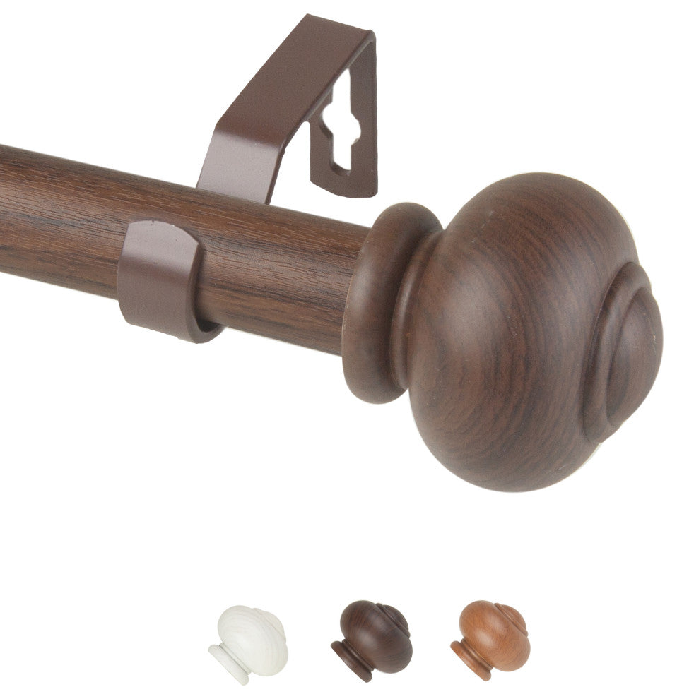 Pola 1" Diameter Curtain Rod, Dark Walnut, 28-48"