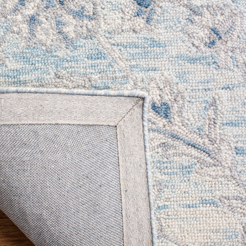 Safavieh Micro-Loop Collection MLP506 Rug, Light Blue/Ivory, 4' X 6'
