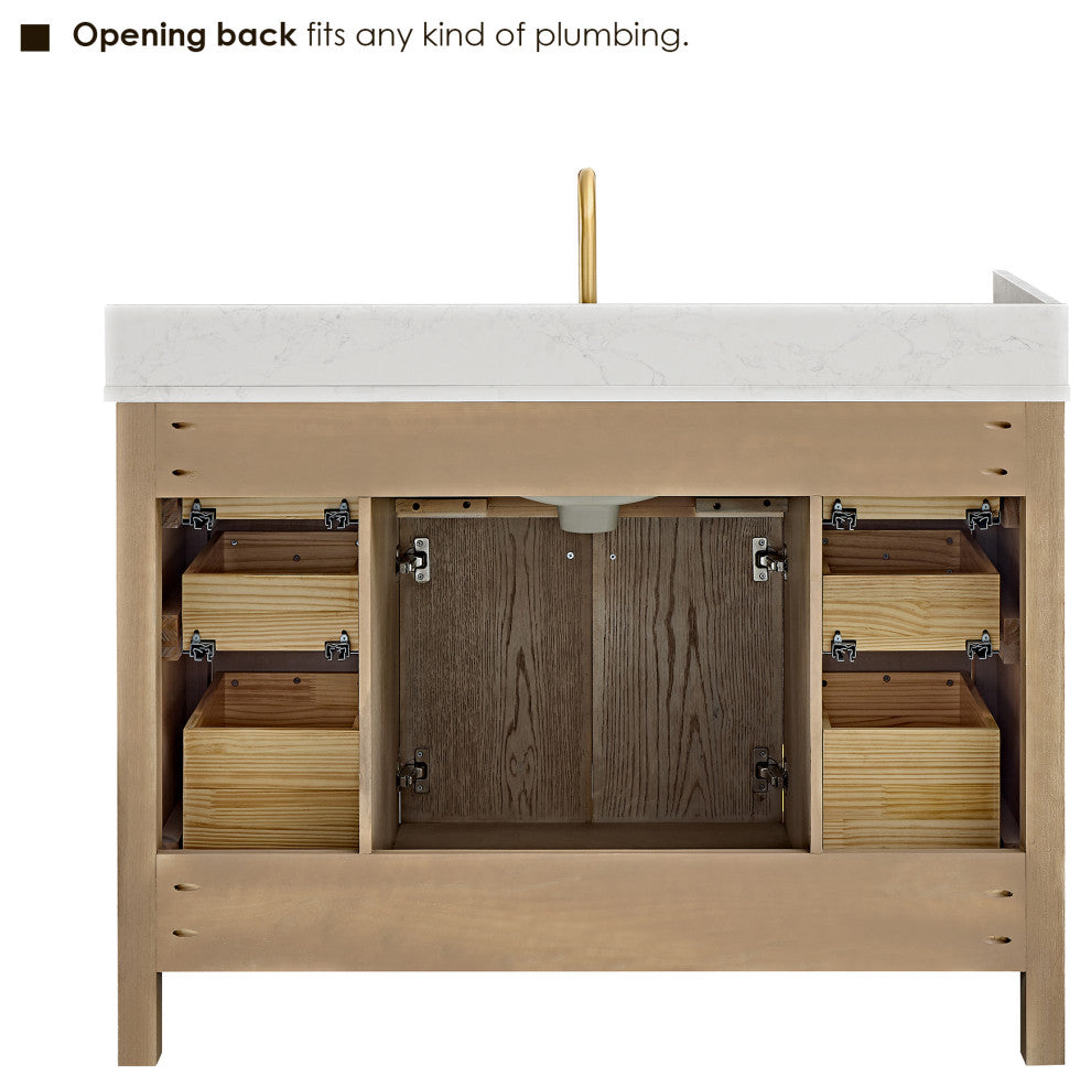 Cerrito Bathroom Vanity, Natural Oak, 48" Single, Without Mirror