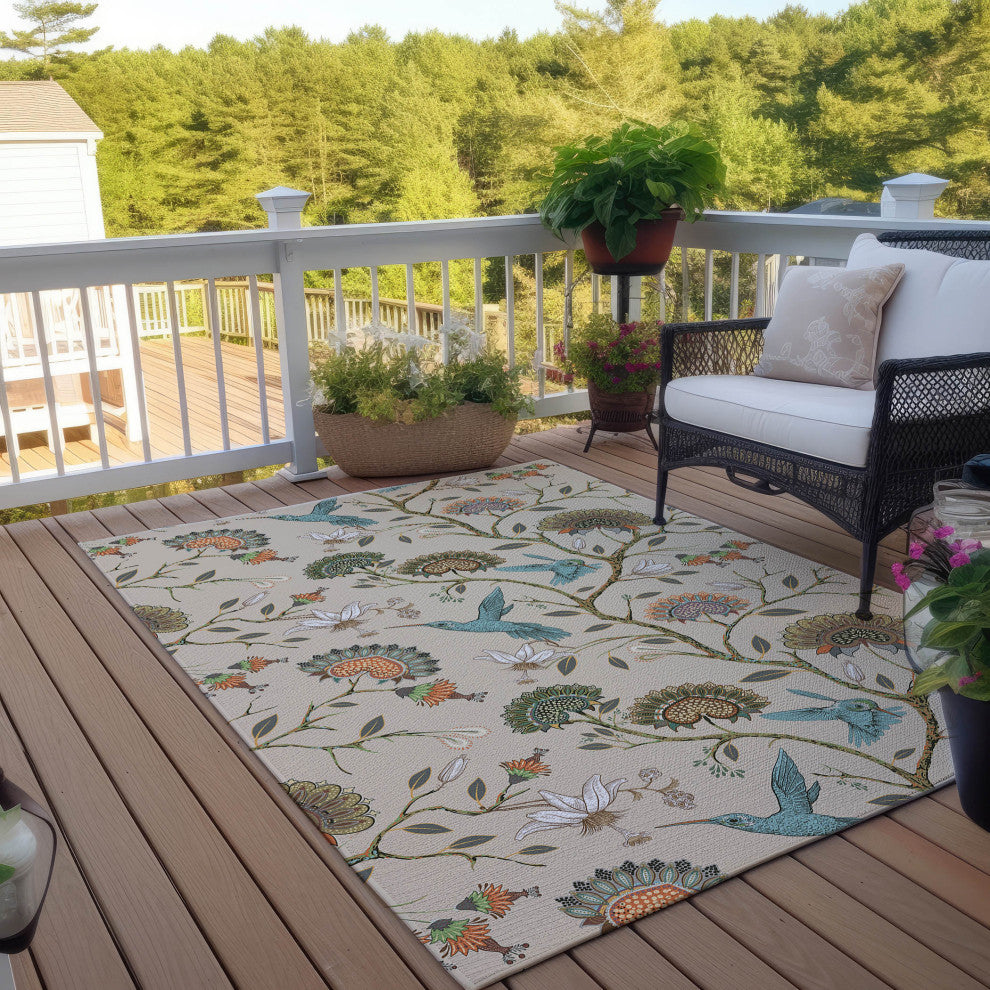 Indoor/Outdoor Kendall KE19 Putty Machine Washable 3' x 5' Rug