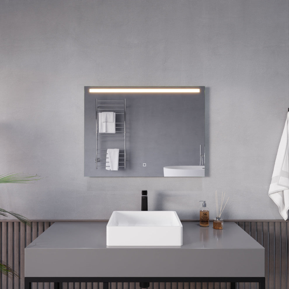 ANZZI 24" x 32" LED Front/ Bottom Lighting Bathroom Mirror With Defogger