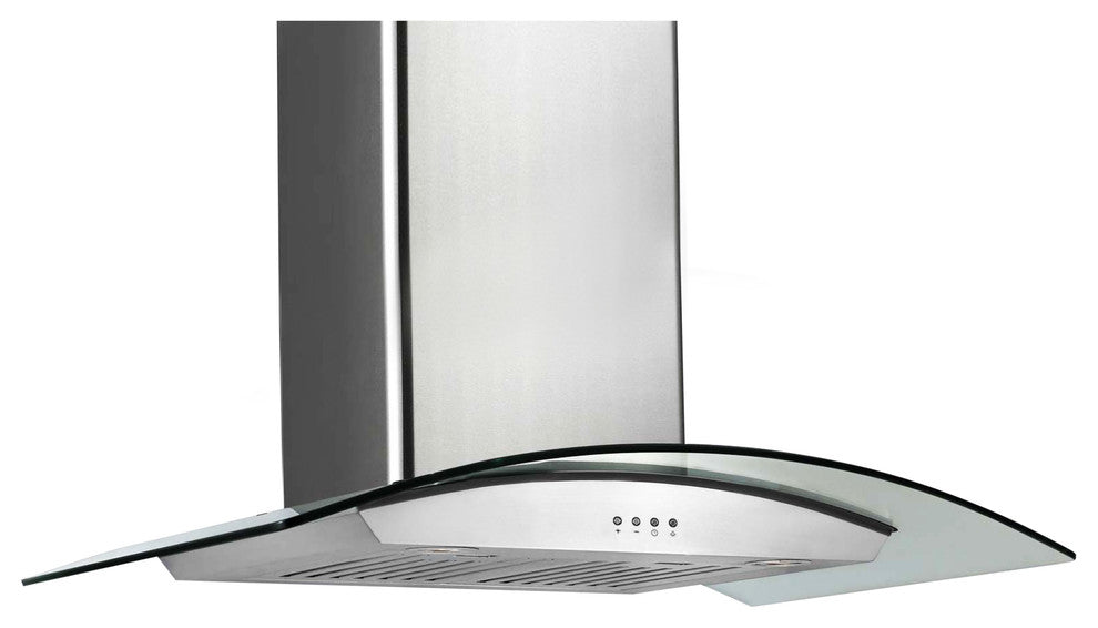 Tornado II Glass and Stainless Steel Wall-Mounted Range Hood, 36"