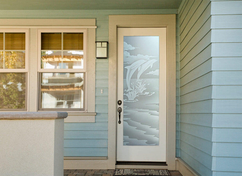 Interior Prehung Door or Interior Slab Door - Dolphins Leaping - Primed -...