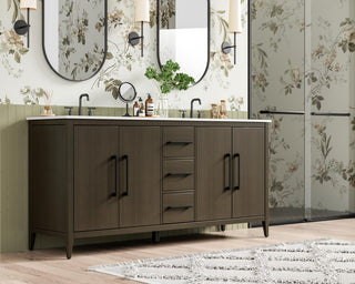 Home Living 72" Double Bathroom Vanity, Mocha Brown