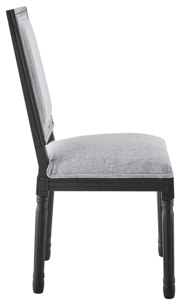 Court French Vintage Upholstered Fabric Dining Side Chair Black Light Gray