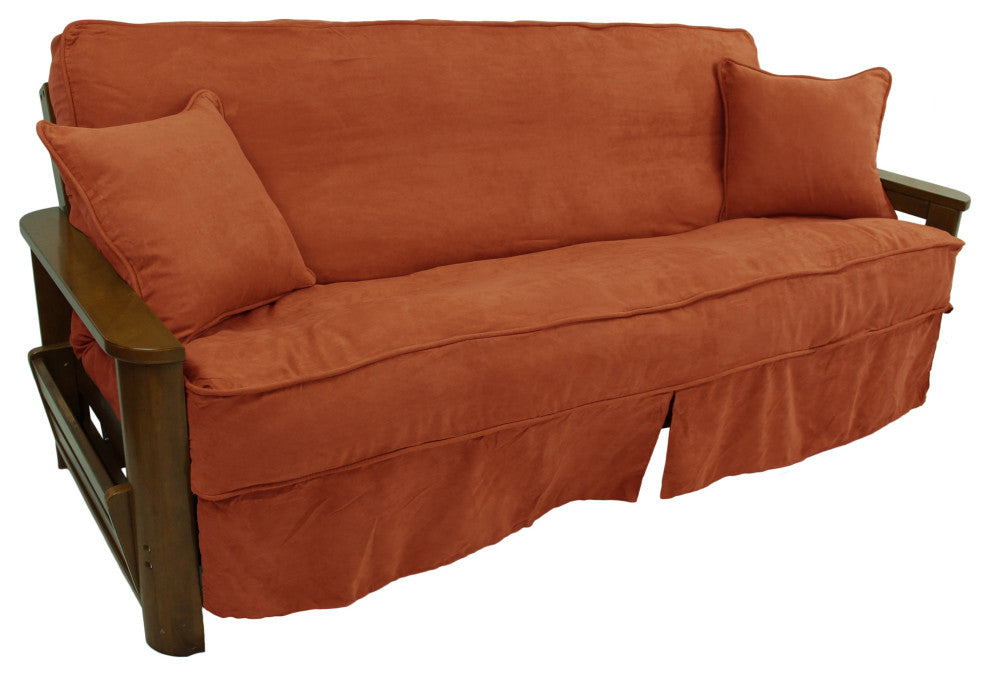 Solid Microsuede Full Futon Slipcover Set, Spice