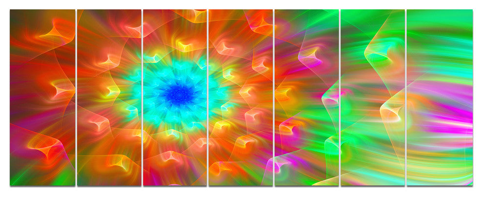 Amazing Multi Color Petals Dandelion, Floral Canvas Art Print, 83"x32", 7 Panels