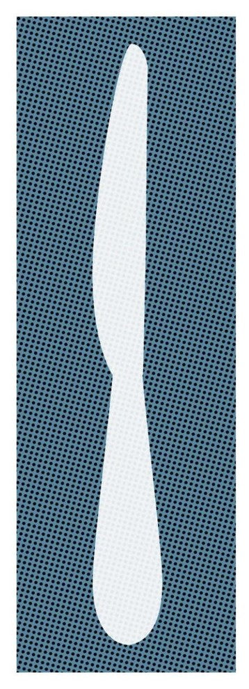 "Mealtime: White on Blue with Dots - Knife" Paper Print by BG.Studio, 20"x56"