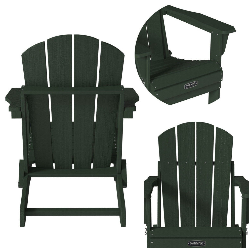 CASAINC Adirondack Chair PS Board Folding Outdoor Indoor Widened Armrests Green