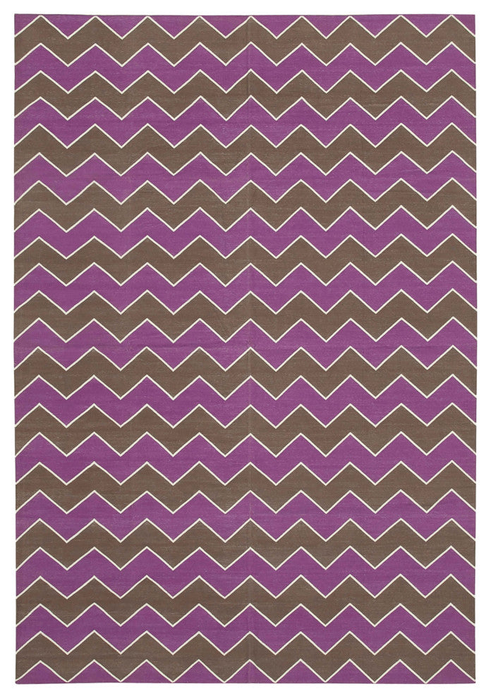 Rug N Carpet - Handmade Wool 6' 2'' x 8' 11'' Geometric Dhurrie Kilim Rug