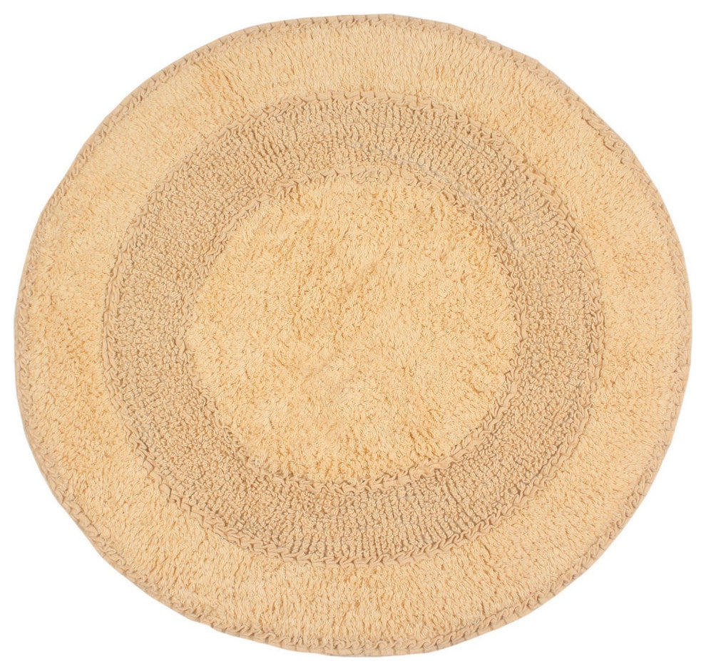 Double Ruffle Collection Bath Rugs Set, 28 Round, Yellow