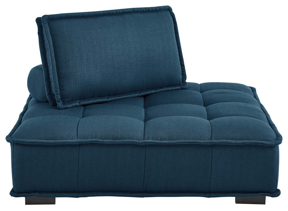 Saunter Tufted Fabric Armless Chair Azure
