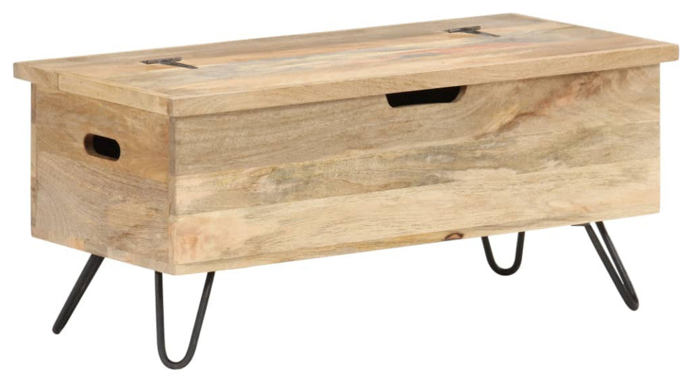 vidaXL Solid Mango Wood Chest 17.7" Storage Box Bench Hall Wooden Cabinet
