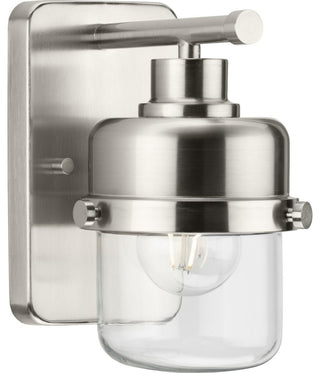 Beckner Collection 1-Light Brushed Nickel Clear Glass Bath Light
