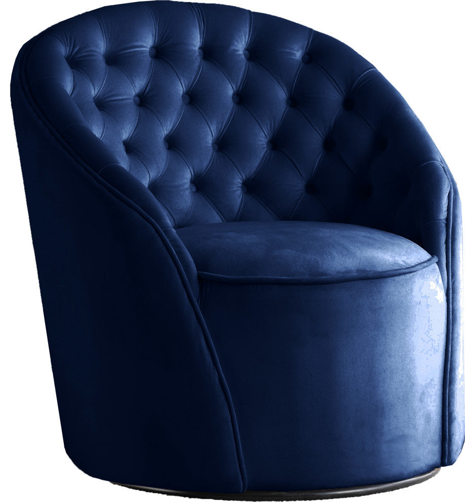 Alessio Velvet Upholstered Accent Chair, Navy