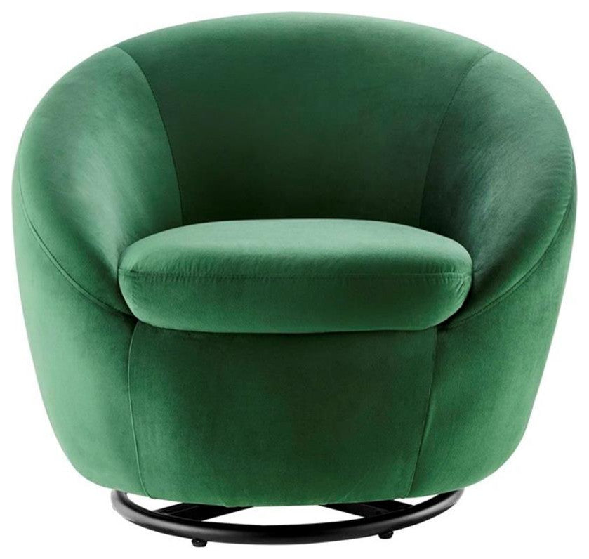 Buttercup Performance Velvet Performance Velvet Swivel Chair - Black Emerald...