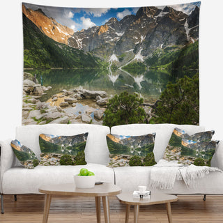 Sunset Over High Mountains Landscape Wall Tapestry, 92"x78"