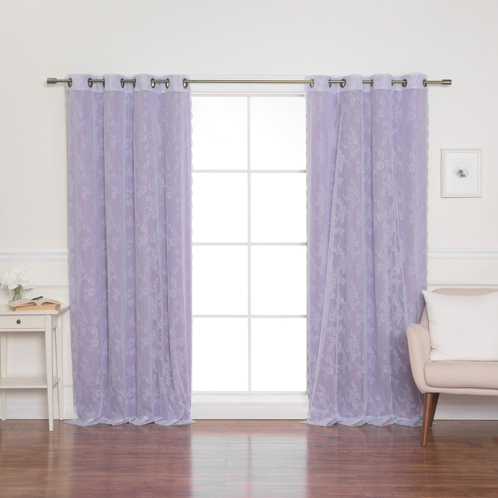 Rose Sheers and Blackout Curtains, Lavender, 52"x96"