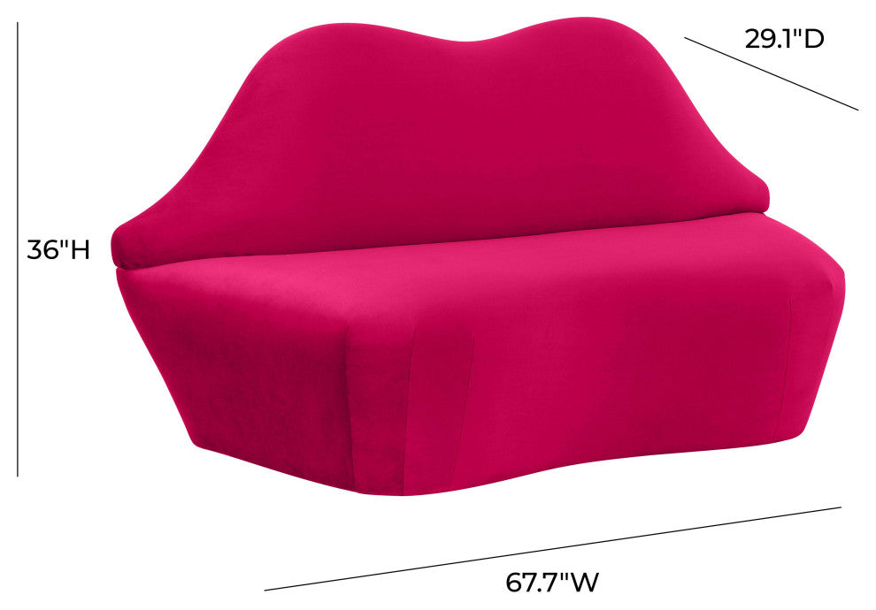 Lips Hot Pink Velvet Settee
