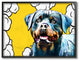 Peaceful Rottweiler Dog over Pop Art Clouds11x14