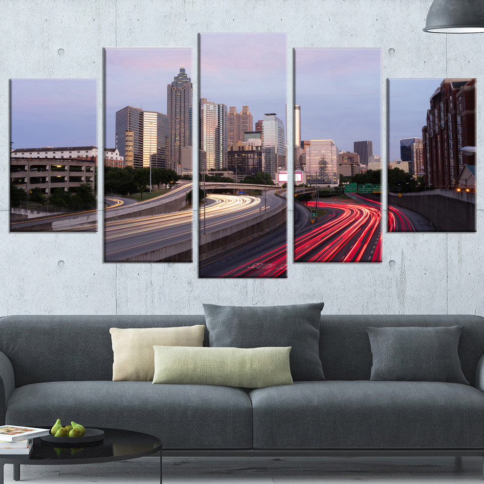 "Atlanta Georgia Rush Hour Traffic at Dusk" Wall Art, 60"x32", 5Panel