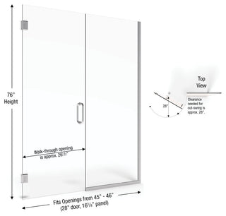 Basco CELA-935-46-76XP Celesta 76"H x 46"W Pivot Frameless Shower - Brushed
