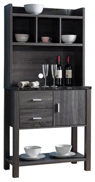 Benzara BM179597 Multi Storage Distressed Wooden Baker's Rack, Gray