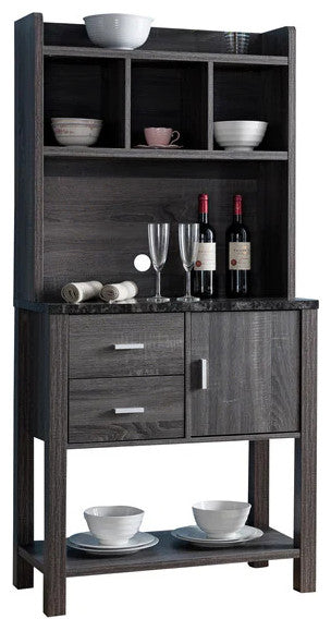 Benzara BM179597 Multi Storage Distressed Wooden Baker''s Rack, Gray