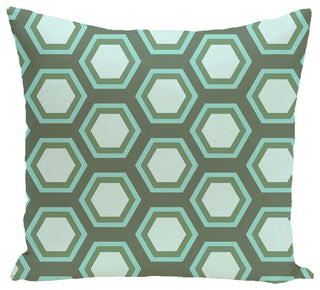 Hex Appeal Geometric Print Pillow, Seaglass, 18"x18"